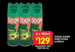 Shoprite DOOM SUPER INSECTICIDE 6x180ml offer