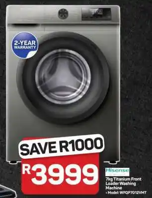 Pick n Pay Hypermarket Hisense 7kg Titanium Front Loader Washing Machine offer