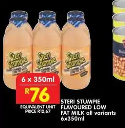 Shoprite STERI STUMPIE FLAVOURED LOW FAT MILK all variants 6x350ml offer