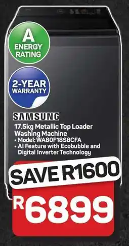 Pick n Pay Hypermarket Samsung 17.5kg Metallic Top Loader Washing Machine offer