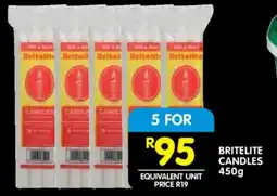 Shoprite BRITELITE CANDLES 450g offer