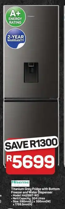 Pick n Pay Hypermarket Hisense Titanium Grey Fridge offer
