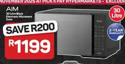 Pick n Pay Hypermarket AIM 30 Litre Black Electronic Microwave Oven offer