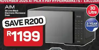 Pick n Pay Hypermarket AIM 30 Litre Black Electronic Microwave Oven offer