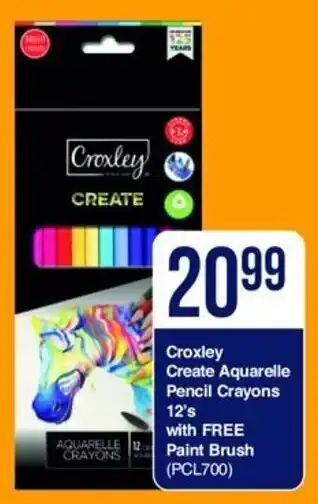 Croxley Create Aquarelle Pencil Crayons 12's with Free Paint Brush