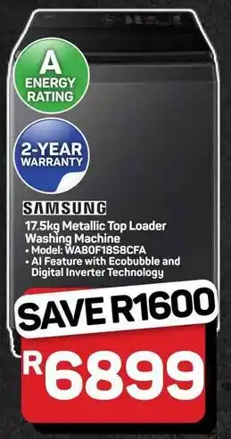 Pick n Pay Hypermarket Samsung Metallic Top Loader Washing Machine offer