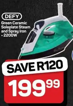 Pick n Pay Hypermarket DEFY Green Ceramic Soleplate Steam and Spray Iron offer
