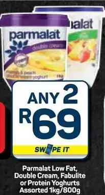 Pick n Pay Hypermarket Parmalat Low Fat, Double Cream, Fabulite or Protein Yoghurts Assorted offer