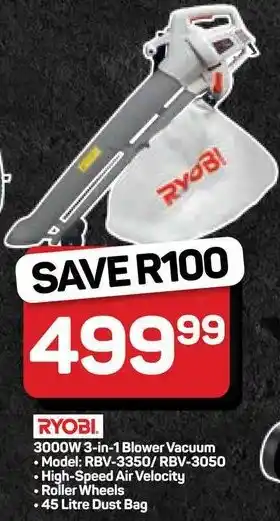 Pick n Pay Hypermarket RYOBI 3000W 3-in-1 Blower Vacuum offer