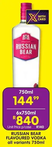 Shoprite Liquor Russian bear flavoured vodka offer
