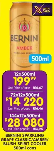 Shoprite Liquor Bernini sparkling grape classic/ amber/ blush spirit cooler cans offer