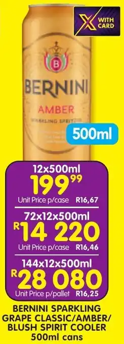 Shoprite Liquor Bernini sparkling grape classic/ amber/ blush spirit cooler cans offer