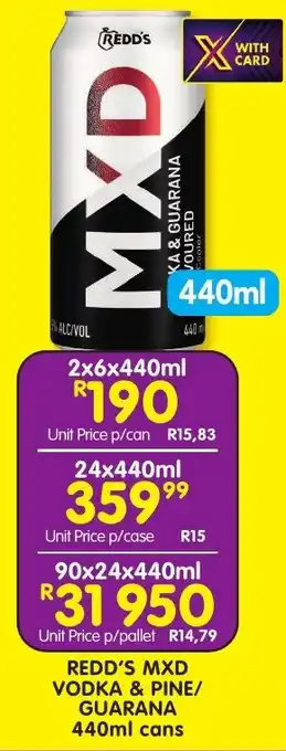 Shoprite Liquor Redd's mxd vodka & pine/ guarana cans offer