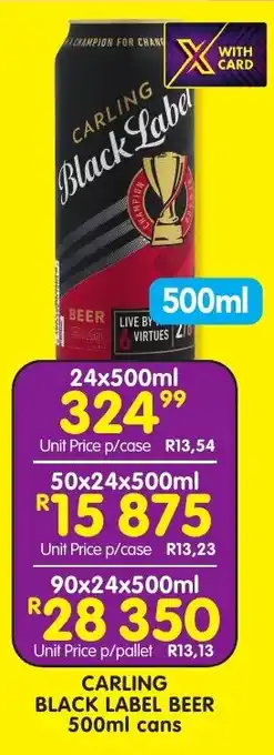 Shoprite Liquor Carling black label beer cans offer