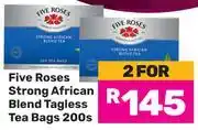 Game Five Roses Strong African Blend Tagless Tea Bags-For 2 x 200's Pack offer