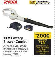 Builders Warehouse Ryobi 18V Battery Blower Combo offer