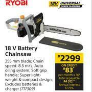 Builders Warehouse Ryobi 18V Battery Chainsaw offer