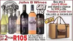 Supa Store John B Wines Cab Sauv/ Merlot/ Rose/ Sauv Blanc/ Chenin Blanc offer