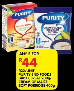 Shoprite Purity 2nd foods baby cereal/ cream of maize soft porridge offer
