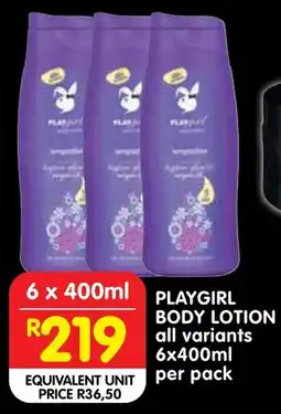 Shoprite Playgirl body lotion offer