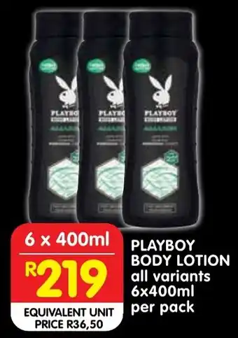 Shoprite Playboy body lotion offer