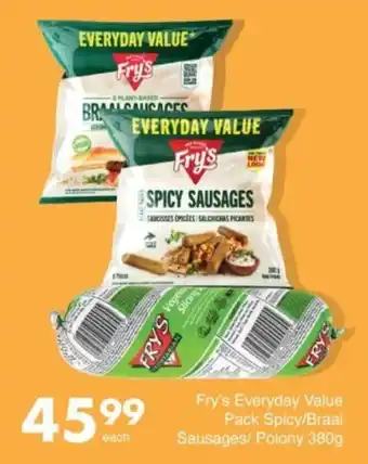 Save Hyper Fry's Everyday Value Pack Spicy/ Braai Sausages/ Polony offer
