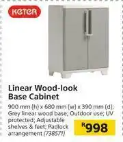 Builders Warehouse Keter Linear Wood Look Base Cabinet-900m (h) x 680mm (w) x 390mm (d) offer