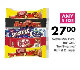 Save Hyper Nestlé Mini Bars Bar One/ Tex/ Smarties/ Kit Kat 2 Finger offer