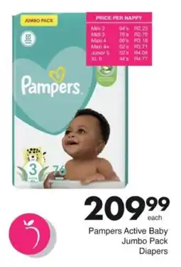 Save Hyper Pampers Active Baby Jumbo Pack Diapers offer