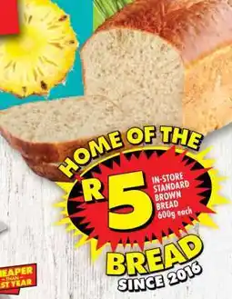 Shoprite IN-STORE STANDARD BROWN BREAD 600g offer