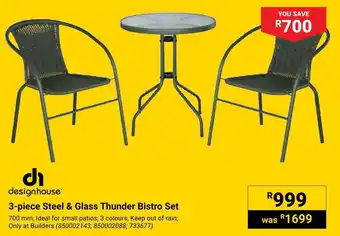 Design House Steel & Glass Thunder Bistro Set