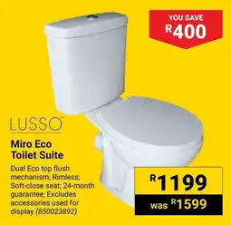 Builders Warehouse Lusso Miro Eco Toilet Suite offer