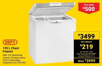Builders Warehouse DEFY Chest Freezer offer