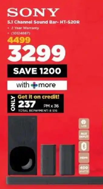 HiFi Corp Sony 5.1 Channel Sound Bar-HT-520R offer
