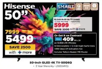 HiFi Corp Hisense 50-inch QLED 4K TV-50Q6Q offer