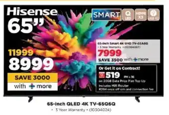 HiFi Corp Hisense 65-inch QLED 4K TV-65Q6Q offer