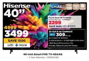 HiFi Corp Hisense 40-inch Smart FHD TV-40A4Q offer