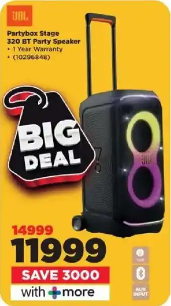 HiFi Corp JBL Partybox Stage 320 BT Party Speaker offer