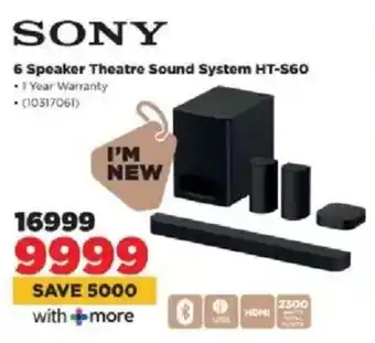 HiFi Corp Sony 6 Speaker Theatre Sound System HT-S60 offer
