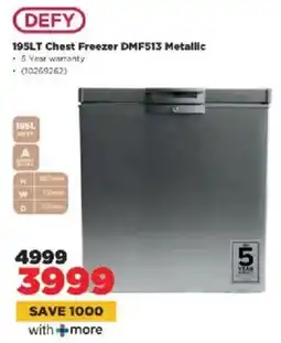 HiFi Corp DEFY Chest Freezer DMF513 Metallic offer