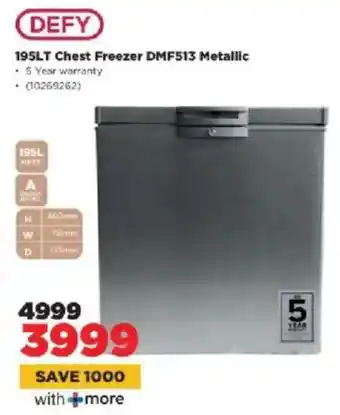 HiFi Corp DEFY Chest Freezer DMF513 Metallic offer