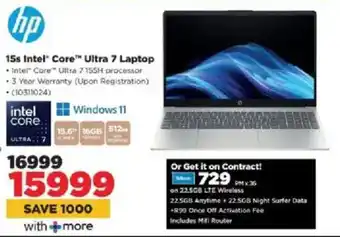 HiFi Corp HP 15s Intel Core Ultra 7 Laptop offer