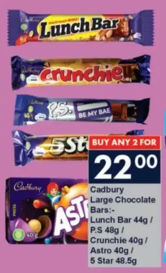 President Hyper Cadbury Large Chocolate Bars Lunch Bar/ P.S/ Crunchie/ Astro/ 5 Star offer