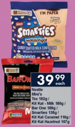 President Hyper Nestle Mini's Tex/ Kit Kat Milk/ Bar One/ Smarties/ Kit Kat Caramel/ Kit Kat Hazelnut offer