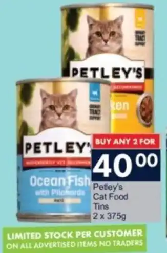 President Hyper Petley's Cat Food Tins offer