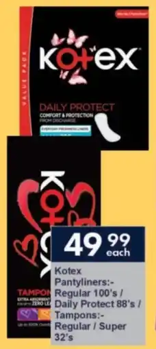 President Hyper Kotex Pantyliners Regular/ Daily Protect/ Tampons Regular/ Super offer