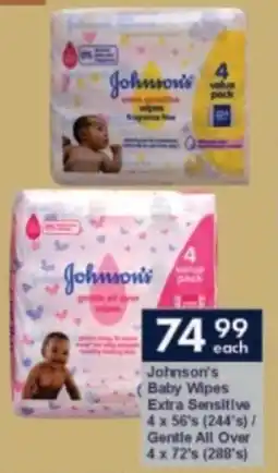 President Hyper Johnson's Baby Wipes Extra Sensitive/ Gentle All Over offer