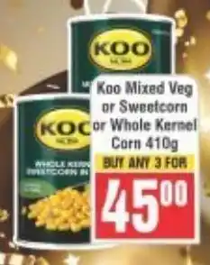 Frontline Koo Mixed Veg or Sweetcorn or Whole Kernel Corn offer