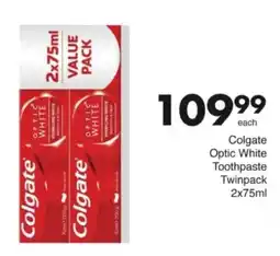 Save Hyper Colgate Optic White Toothpaste Twinpack offer