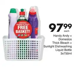 Save Hyper Handy Andy + Domestos Thick Bleach + Sunlight Dishwashing Liquid Bottle offer